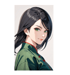 決め顔のカンフー黒髪美女0（個別スタンプ：30）