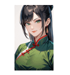 決め顔のカンフー黒髪美女0（個別スタンプ：32）