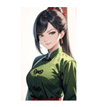 決め顔のカンフー黒髪美女0（個別スタンプ：34）
