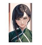 決め顔のカンフー黒髪美女0（個別スタンプ：35）