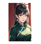決め顔のカンフー黒髪美女0（個別スタンプ：36）