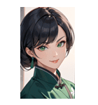 決め顔のカンフー黒髪美女0（個別スタンプ：37）