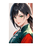 決め顔のカンフー黒髪美女0（個別スタンプ：39）