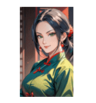 決め顔のカンフー黒髪美女0（個別スタンプ：40）