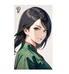 決め顔のカンフー黒髪美女（個別スタンプ：30）