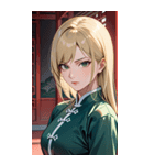 ジト目のカンフー金髪美女0（個別スタンプ：3）