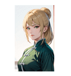 ジト目のカンフー金髪美女0（個別スタンプ：10）
