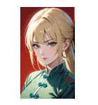 ジト目のカンフー金髪美女0（個別スタンプ：31）