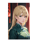 ジト目のカンフー金髪美女0（個別スタンプ：36）