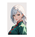 白髪決め顔カンフー美女0（個別スタンプ：1）
