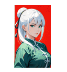 白髪決め顔カンフー美女0（個別スタンプ：31）