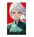 白髪決め顔カンフー美女0（個別スタンプ：40）