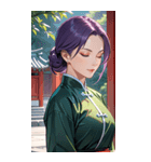目をつぶった紫髪カンフー美女0（個別スタンプ：1）