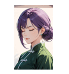目をつぶった紫髪カンフー美女0（個別スタンプ：3）