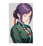 目をつぶった紫髪カンフー美女0（個別スタンプ：7）