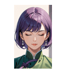 目をつぶった紫髪カンフー美女0（個別スタンプ：10）