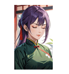 目をつぶった紫髪カンフー美女0（個別スタンプ：12）