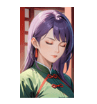 目をつぶった紫髪カンフー美女0（個別スタンプ：17）