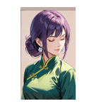 目をつぶった紫髪カンフー美女0（個別スタンプ：21）