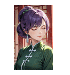 目をつぶった紫髪カンフー美女0（個別スタンプ：22）