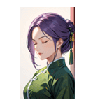 目をつぶった紫髪カンフー美女0（個別スタンプ：33）