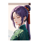 目をつぶった紫髪カンフー美女0（個別スタンプ：34）