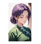 目をつぶった紫髪カンフー美女0（個別スタンプ：35）