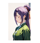 目をつぶった紫髪カンフー美女0（個別スタンプ：36）