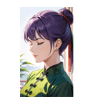 目をつぶった紫髪カンフー美女0（個別スタンプ：37）
