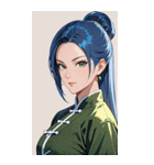 ジト目のカンフー青髪美女0（個別スタンプ：2）