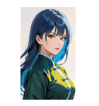 ジト目のカンフー青髪美女0（個別スタンプ：4）