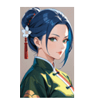 ジト目のカンフー青髪美女0（個別スタンプ：6）