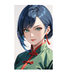 ジト目のカンフー青髪美女0（個別スタンプ：10）