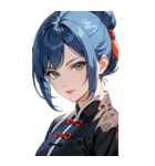 ジト目のカンフー青髪美女0（個別スタンプ：12）