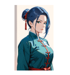 ジト目のカンフー青髪美女0（個別スタンプ：13）