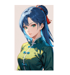 ジト目のカンフー青髪美女0（個別スタンプ：14）