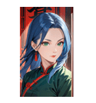 ジト目のカンフー青髪美女0（個別スタンプ：16）