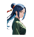 ジト目のカンフー青髪美女0（個別スタンプ：18）
