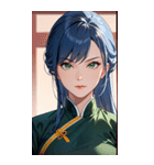 ジト目のカンフー青髪美女0（個別スタンプ：22）