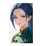 ジト目のカンフー青髪美女0（個別スタンプ：24）