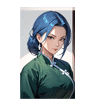 ジト目のカンフー青髪美女0（個別スタンプ：31）