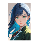 ジト目のカンフー青髪美女0（個別スタンプ：34）