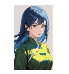 ジト目のカンフー青髪美女0（個別スタンプ：35）