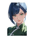 ジト目のカンフー青髪美女0（個別スタンプ：36）