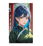 ジト目のカンフー青髪美女0（個別スタンプ：37）