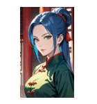 ジト目のカンフー青髪美女0（個別スタンプ：38）