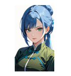ジト目のカンフー青髪美女0（個別スタンプ：39）