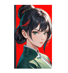 黒髪真顔カンフー美女0（個別スタンプ：9）