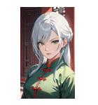 白髪真顔カンフー美女0（個別スタンプ：4）