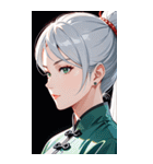 白髪真顔カンフー美女0（個別スタンプ：24）